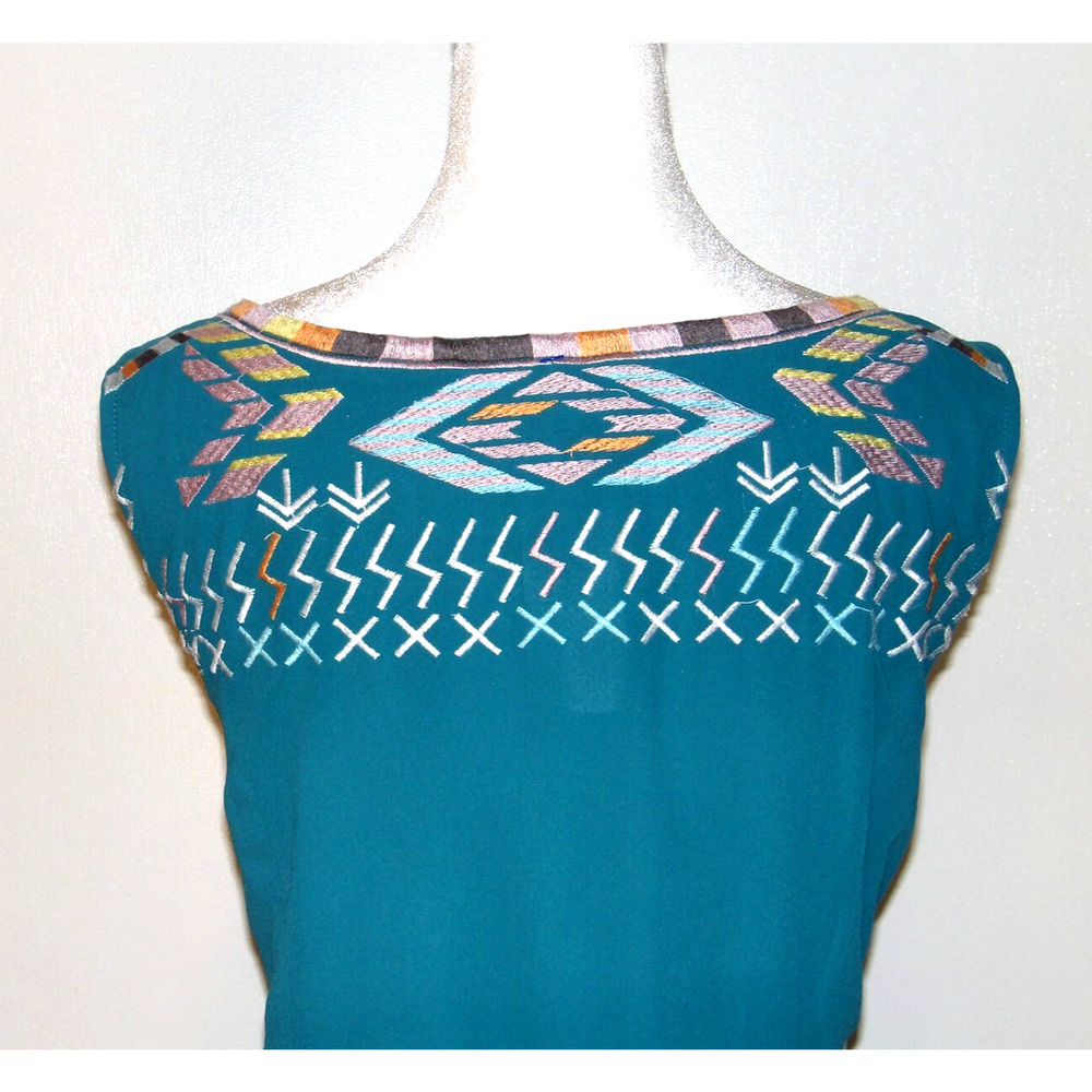 Sundance Teal Blue Embroidered Midi Dress - Picture 7 of 7